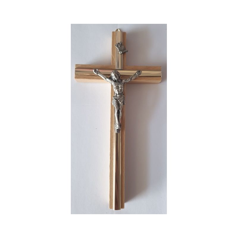 Krzyż drewniany na ścianę - 8 cm x 16 cm, jasny brąz (5) - KRZYŻE, KRZYŻYKI - Krzyż drewniany na ścianę - 8 cm x 16 cm, jasny brąz (5)