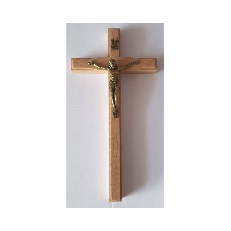 Krzyż drewniany na ścianę - 8 cm x 16 cm, jasny brąz (7) - KRZYŻE, KRZYŻYKI - Krzyż drewniany na ścianę - 8 cm x 16 cm, jasny brąz (7)