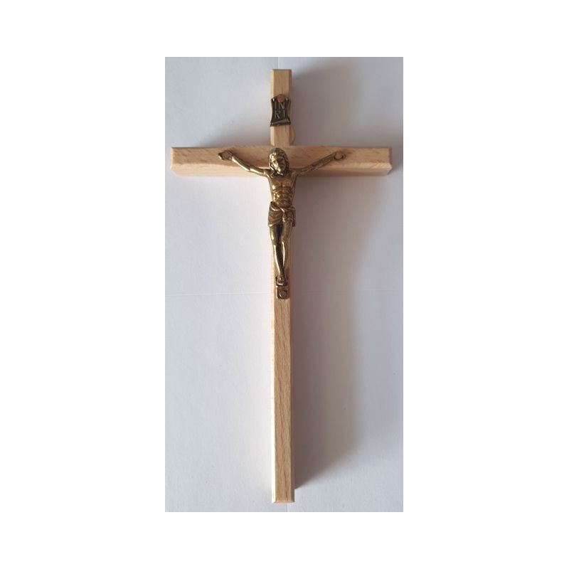 Krzyż drewniany na ścianę - 8 cm x 15,5 cm, jasny brąz (8) - KRZYŻE, KRZYŻYKI - Krzyż drewniany na ścianę - 8 cm x 15,5 cm, jasny brąz (8)