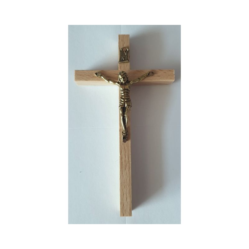 Krzyż drewniany na ścianę - 7 cm x 12,5 cm, jasny brąz (9) - KRZYŻE, KRZYŻYKI - Krzyż drewniany na ścianę - 7 cm x 12,5 cm, jasny brąz (9)