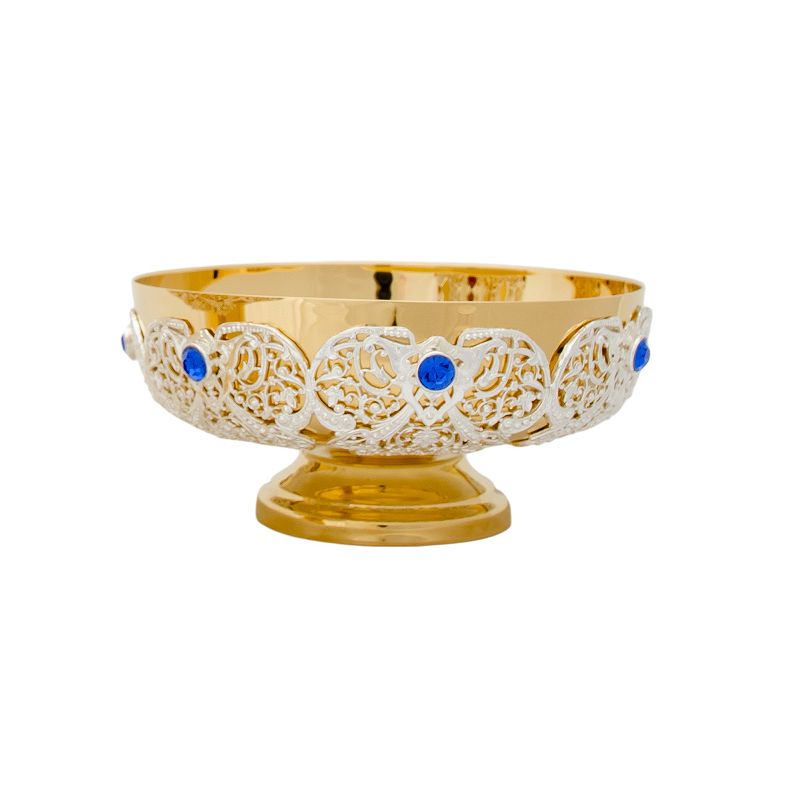 Patena zdobiona, mosiężna, pozłacana - 7 cm - PATENY LITURGICZNE - Patena zdobiona, mosiężna, pozłacana - 7 cm