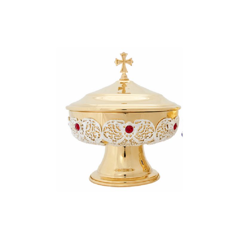 Patena zdobiona, mosiężna, pozłacana - 16 cm - PATENY LITURGICZNE - Patena zdobiona, mosiężna, pozłacana - 16 cm
