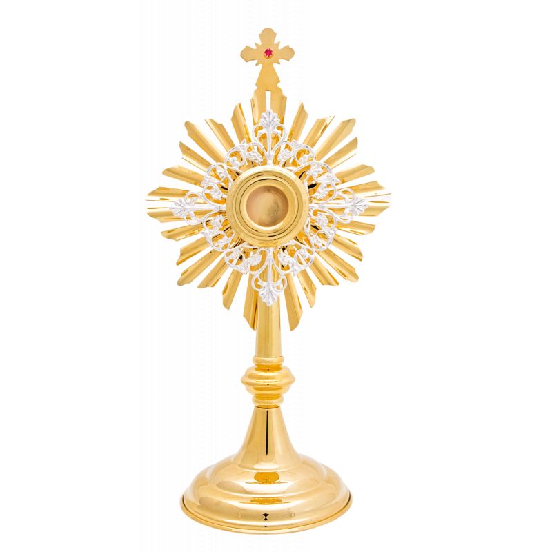 Relikwiarz mosiężny, pozłacany - 33 cm (604) - RELIKWIARZE - Relikwiarz mosiężny, pozłacany - 33 cm (604)