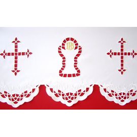 Obrus ołtarzowy haftowany - wzór eucharystyczny (97) - OBRUSY OŁTARZOWE - zdjęcie 2 - Obrus ołtarzowy haftowany - wzór eucharystyczny (97)