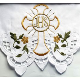 Obrus ołtarzowy haftowany - wzór eucharystyczny (135) - OBRUSY OŁTARZOWE - zdjęcie 2 - Obrus ołtarzowy haftowany - wzór eucharystyczny (135)