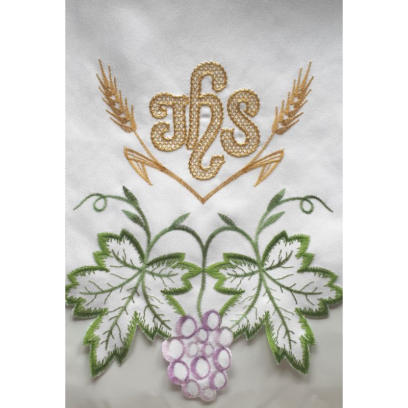 Obrus ołtarzowy haftowany - wzór eucharystyczny (150) - OBRUSY OŁTARZOWE - Obrus ołtarzowy haftowany - wzór eucharystyczny (150)