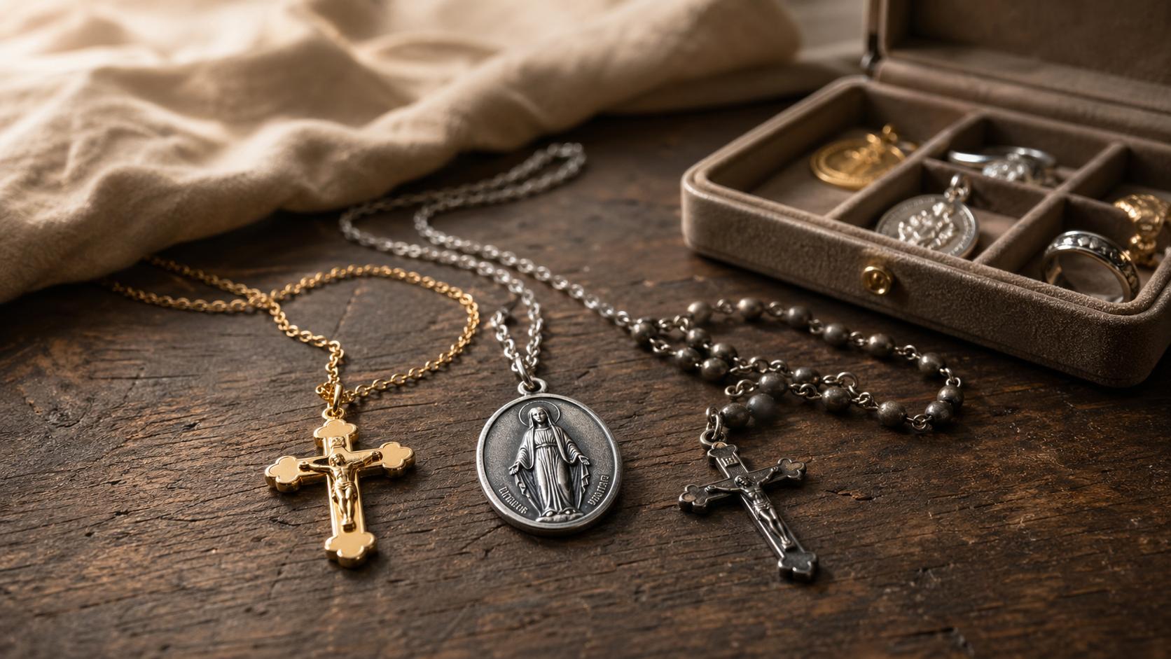 Biżuteria sakralna — srebro, złoto, metal
