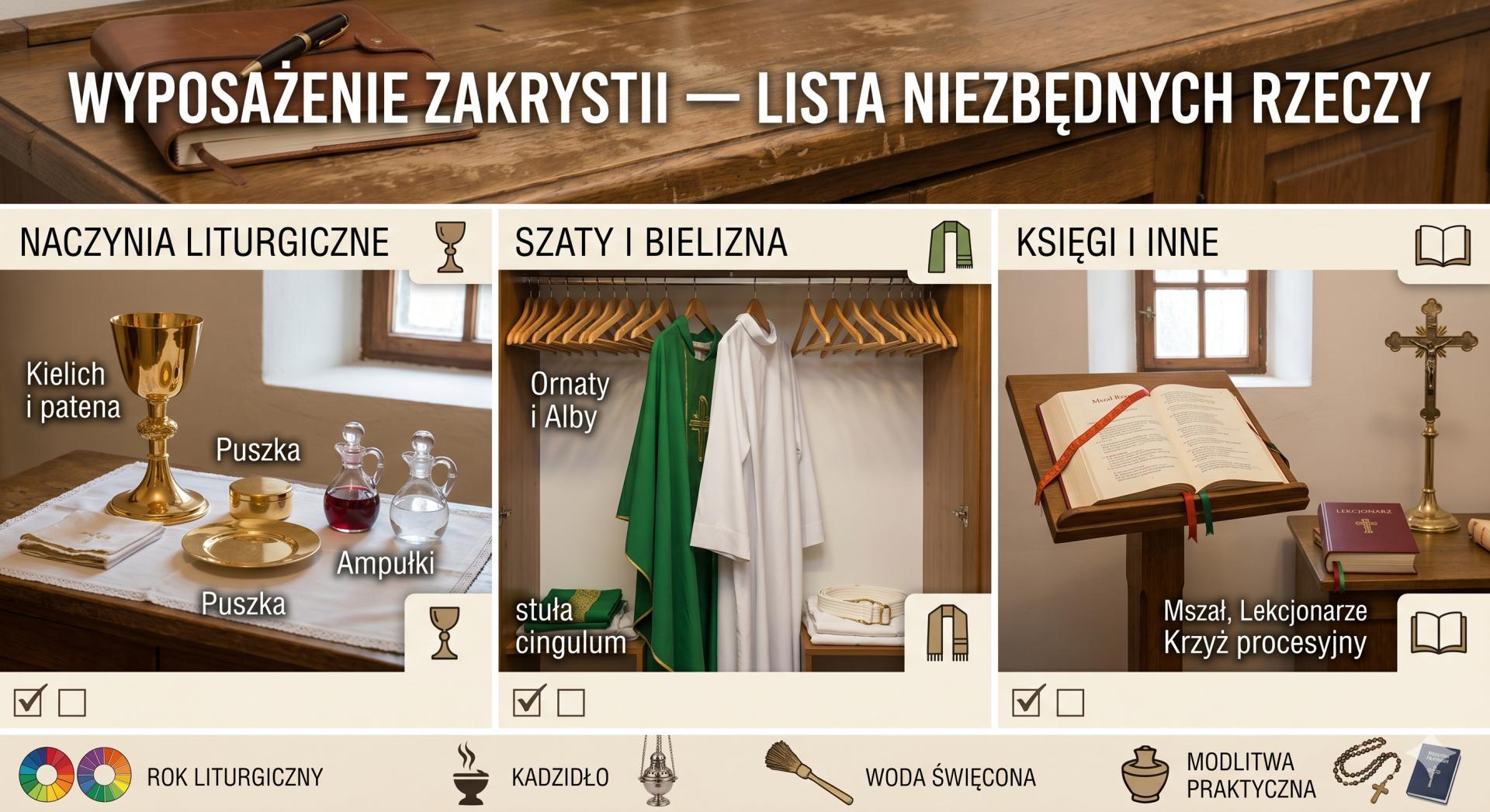 Wyposażenie zakrystii — lista niezbędnych rzeczy