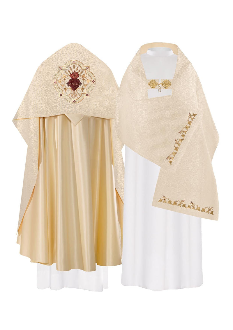 Welon liturgiczny, haftowany Serce Pana Jezusa - złoty (41) - WELONY