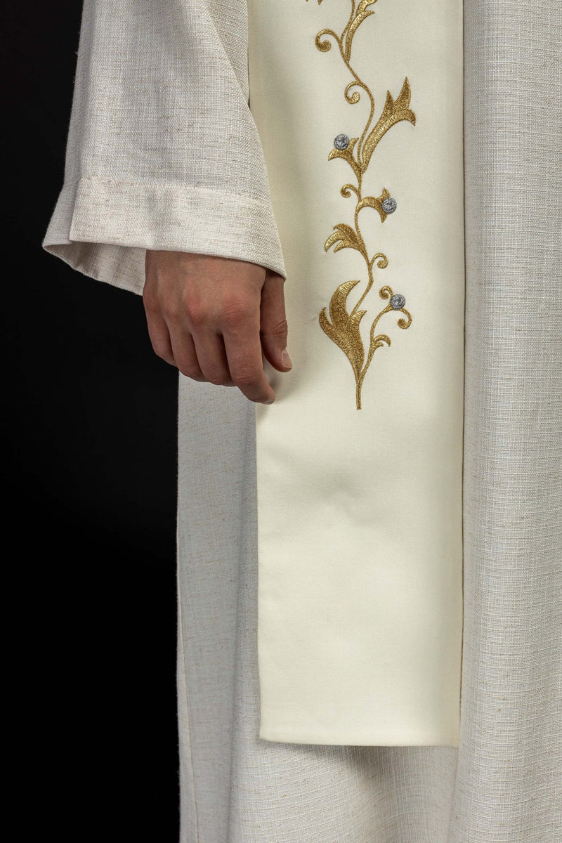 Stuła haftowana ecru IHS (25H) - EUCHARYSTYCZNE - zdjęcie 4