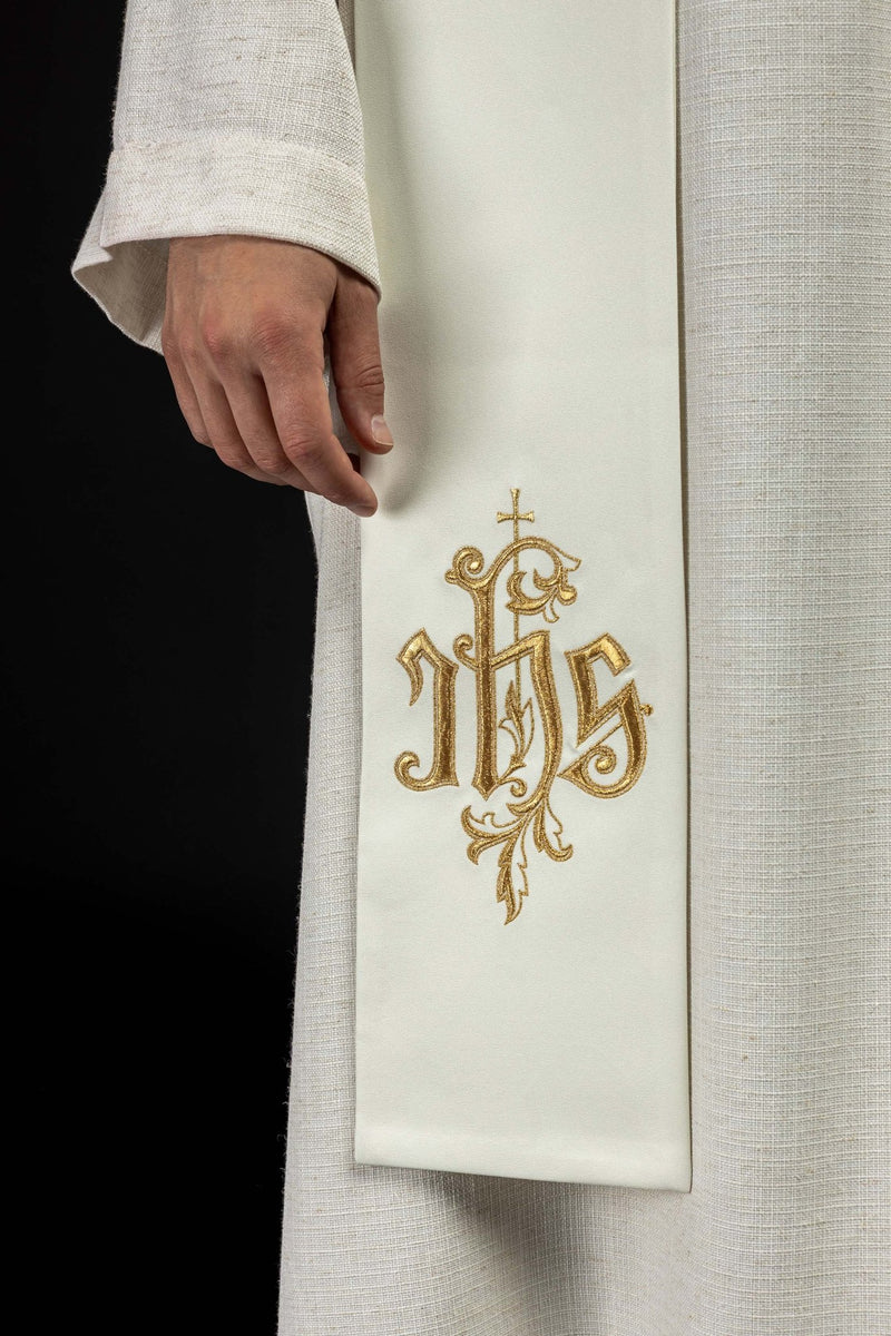 Stuła haftowana ecru IHS (44H) - EUCHARYSTYCZNE - zdjęcie 2