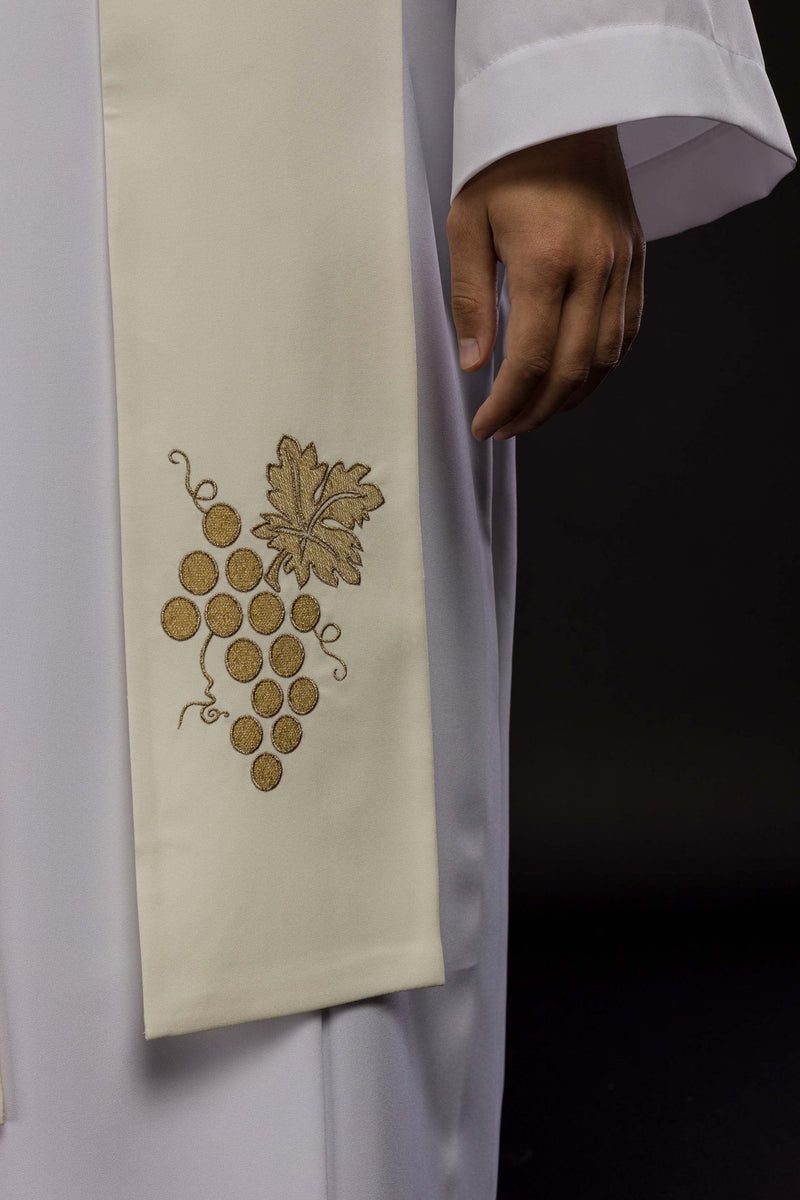 Stuła haftowana ecru IHS (48H) - EUCHARYSTYCZNE - zdjęcie 3