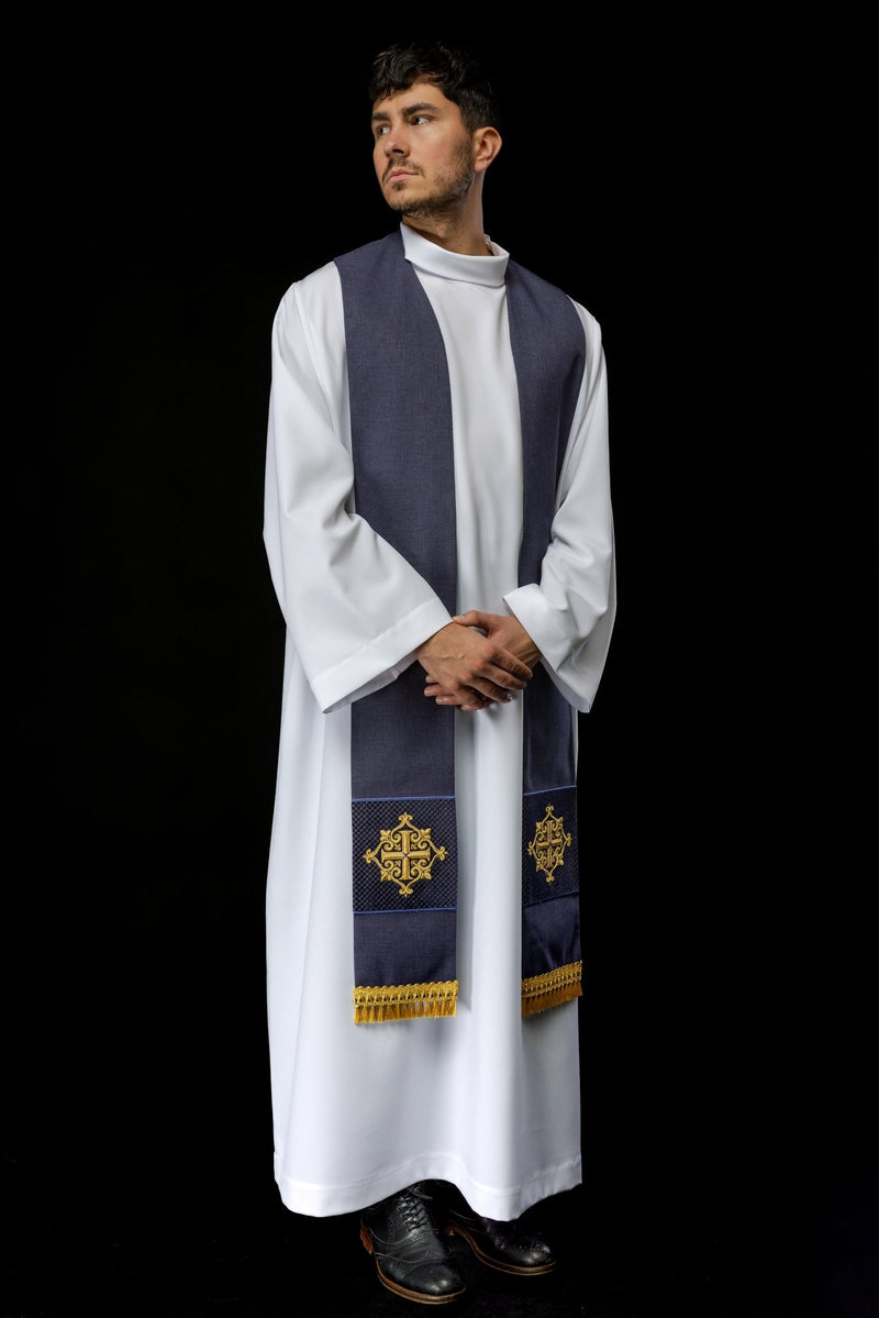 Stuła kapłańska haftowana aksamit, fioletowa (52H) - EUCHARYSTYCZNE - zdjęcie 3