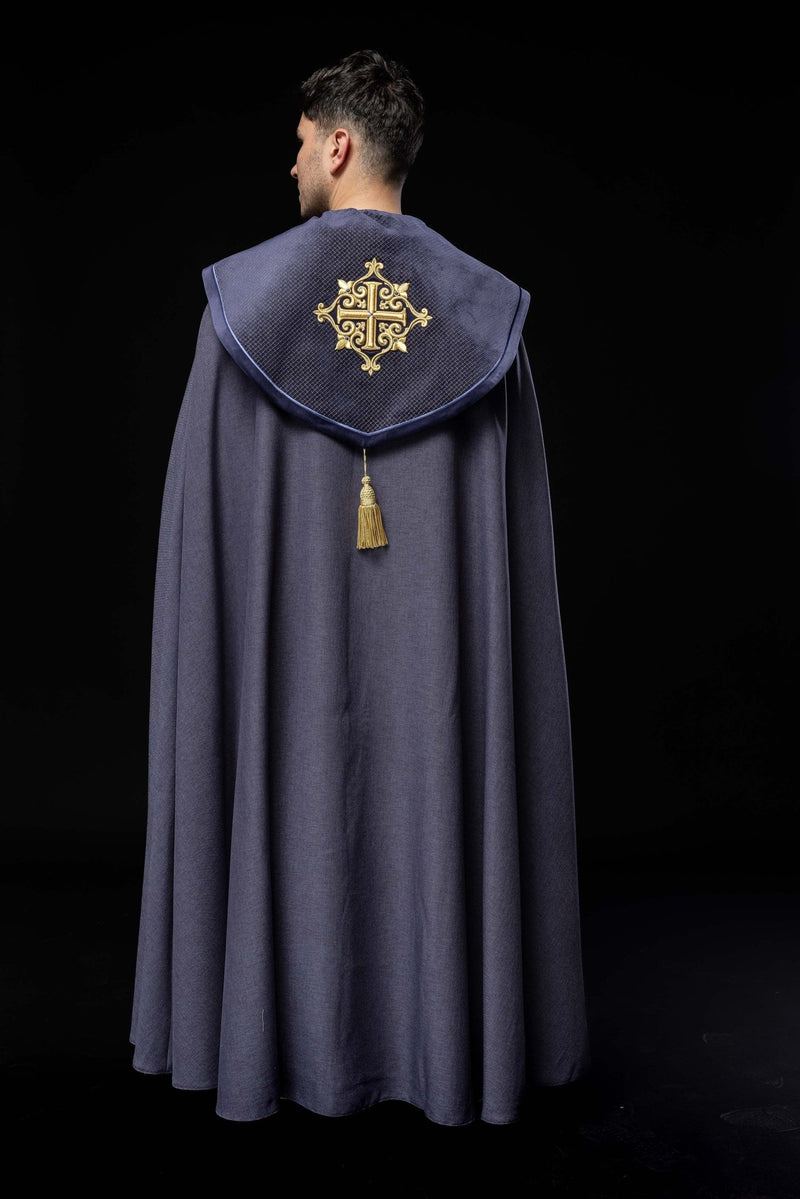 Kapa liturgiczna fioletowa, haftowana, aksamitny fioletowy pas (31H) - KAPY LITURGICZNE - zdjęcie 6