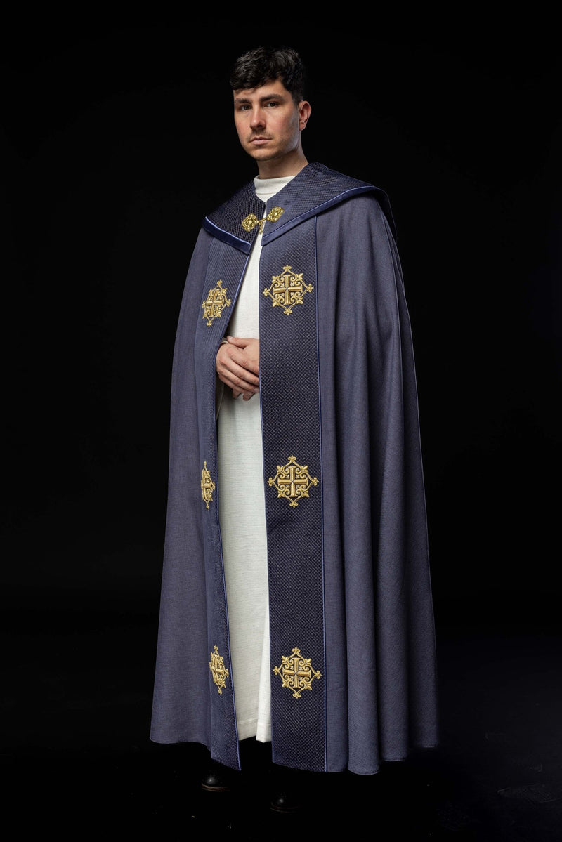 Kapa liturgiczna fioletowa, haftowana, aksamitny fioletowy pas (31H) - KAPY LITURGICZNE - zdjęcie 7