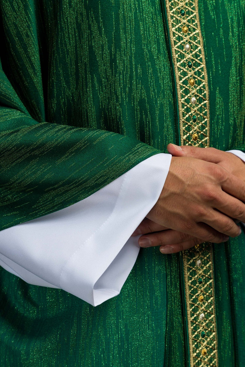 Ornat zielony, z haftowanym kołnierzem i pasem (H223) - ORNATY NA WIELKI POST - zdjęcie 5