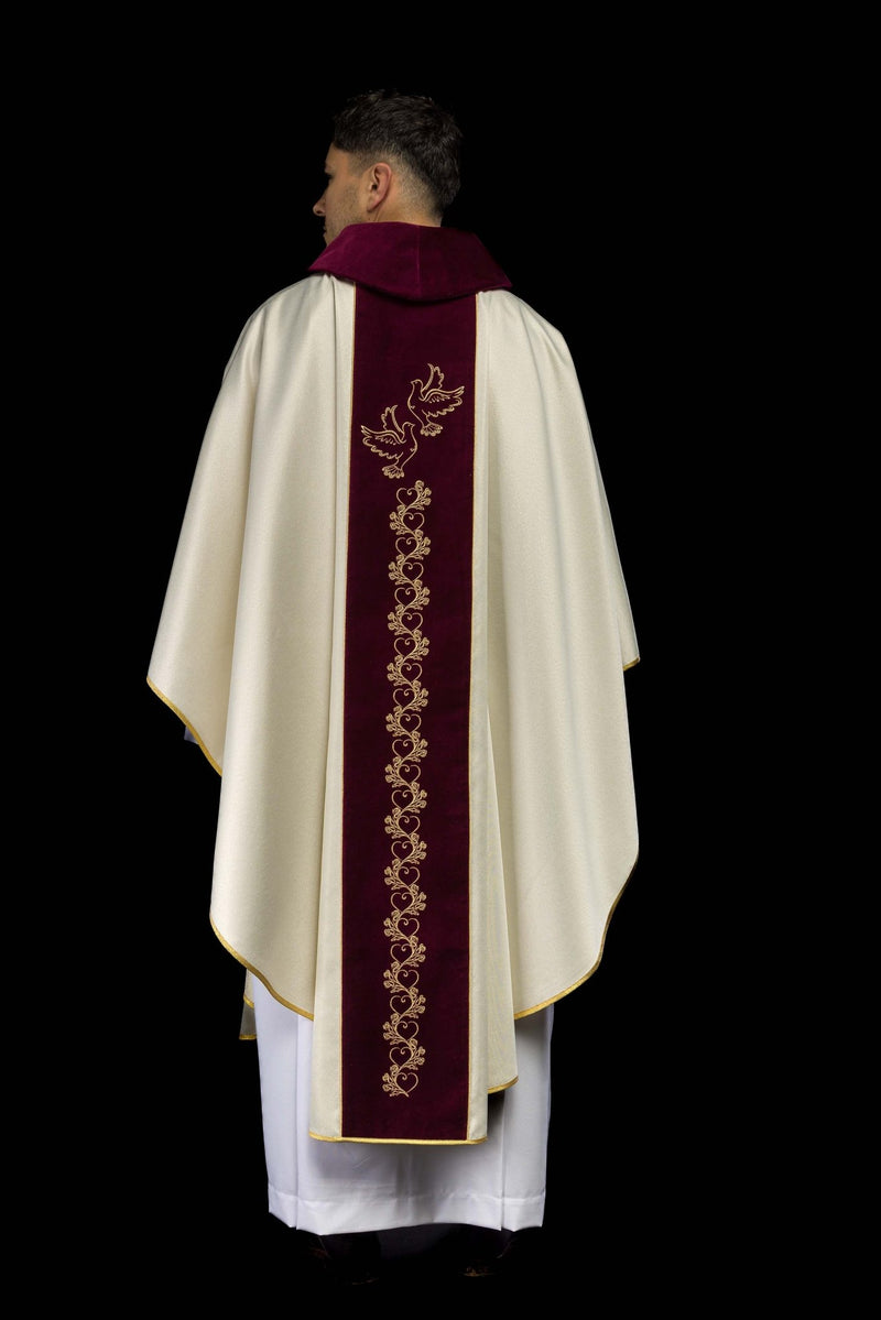 Ornat haftowany ślubny, pas aksamitny, bordowy (123H) - Ornaty ślubne - zdjęcie 7