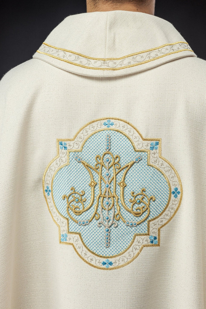 Ornat haftowany z motywem Maryjnym - ecru (128H) - Ornaty Maryjne - zdjęcie 6
