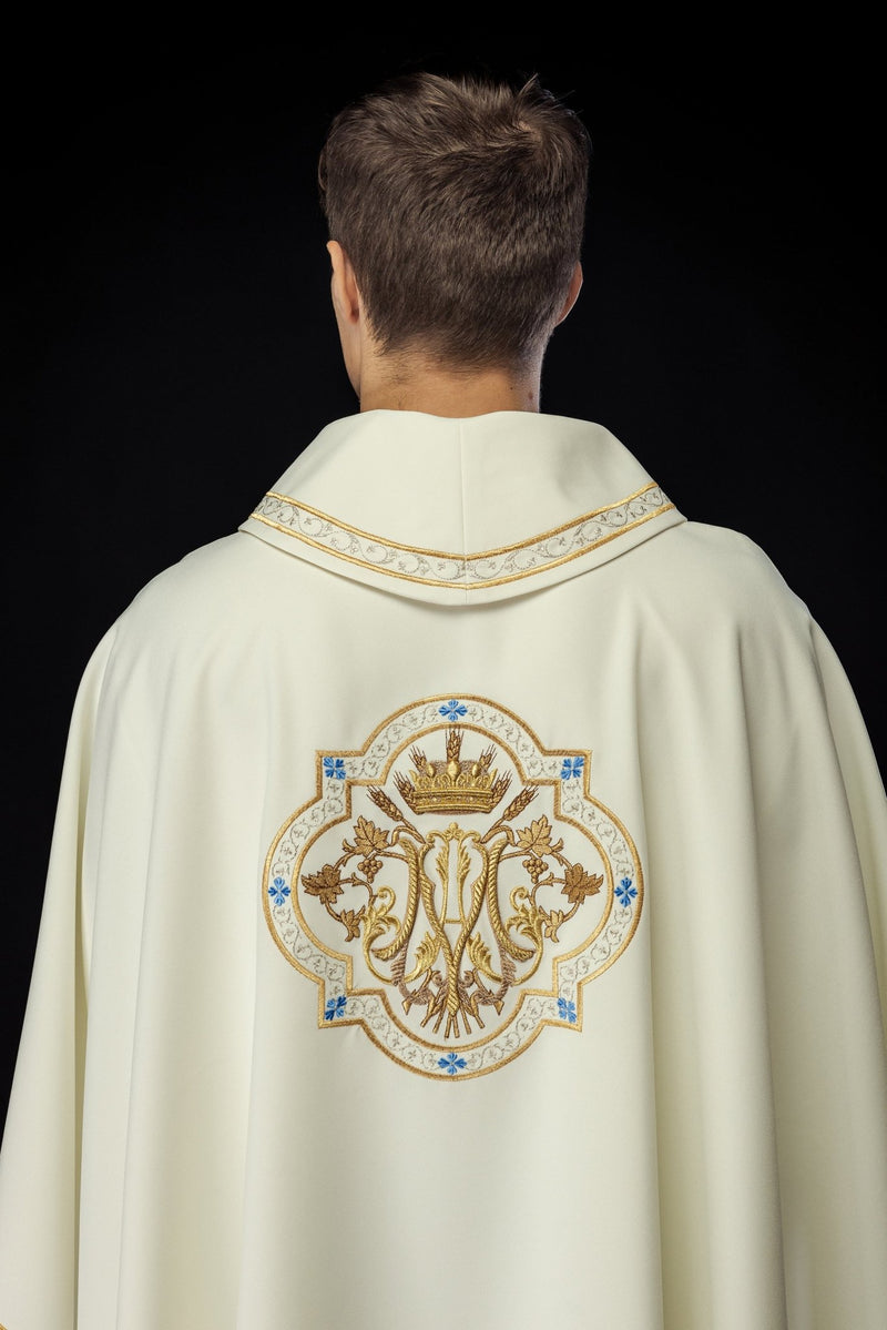 Ornat haftowany z motywem Maryjnym - ecru (129H) - Ornaty Maryjne - zdjęcie 7