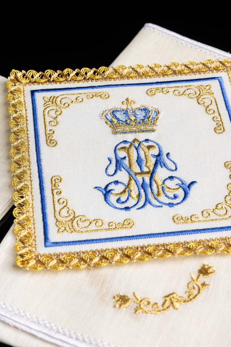 Bielizna kielichowa, lniana, haft Maryjny (106H) - Zestawy lniane - zdjęcie 2