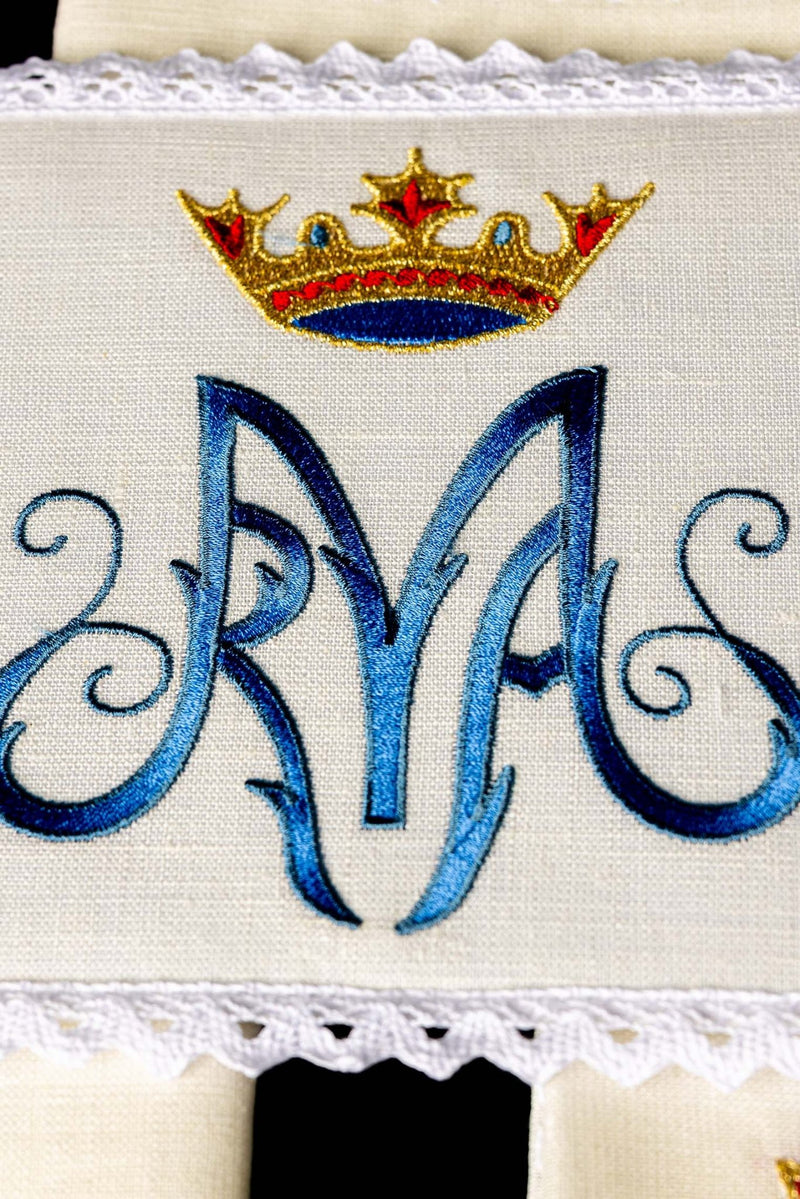 Bielizna kielichowa, lniana, haft Maryjny (126H) - Zestawy lniane - zdjęcie 4