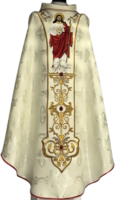 Ornat wielkanocny Dobry Pasterz - rozeta ecru (T7)