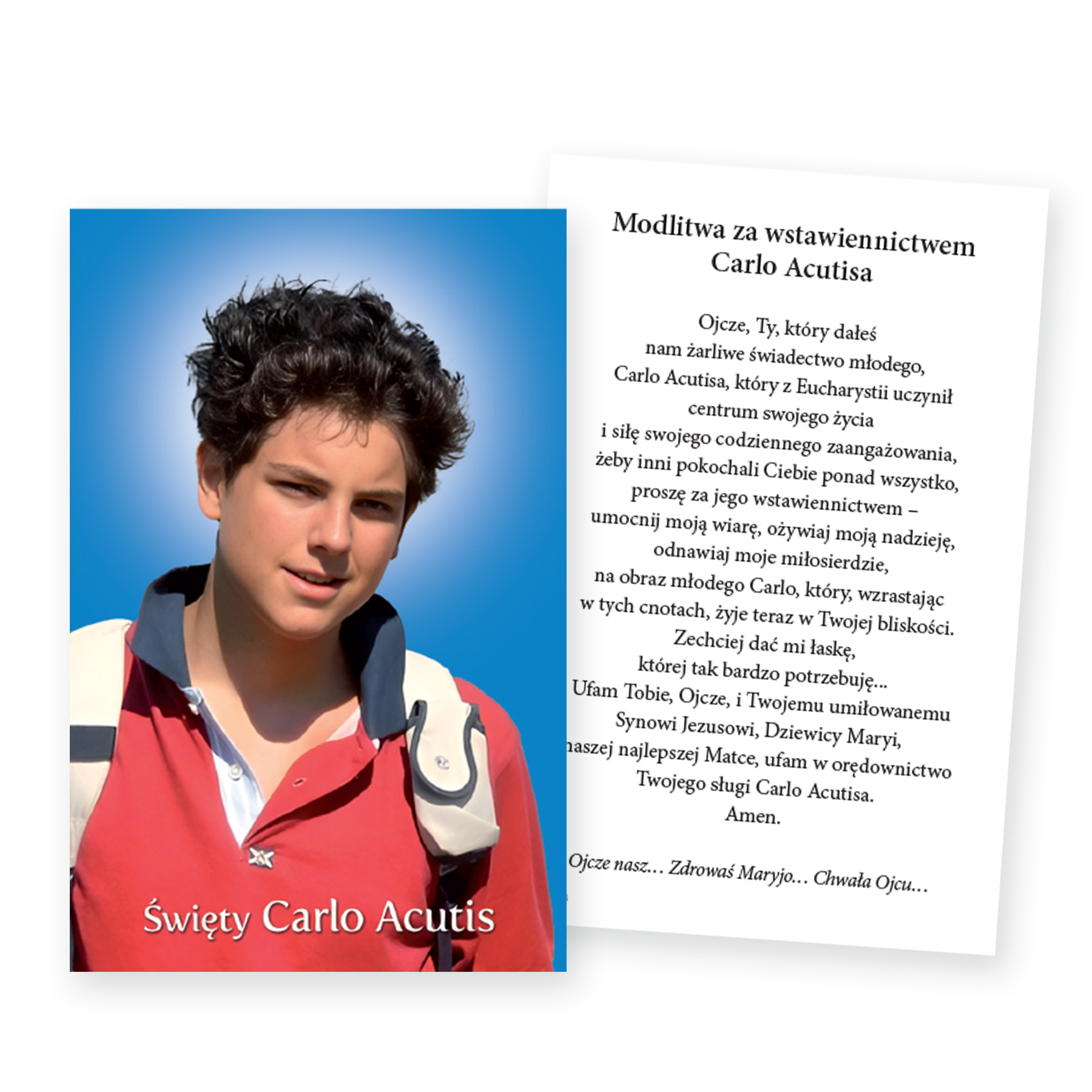 Św. Carlo Acutis - Obrazek z modlitwą - Folder religijny