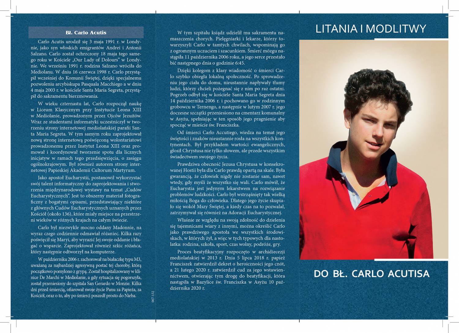 Litania i Modlitwy do Bł. Carlo Acutis - 1 sztuka - Folder religijny