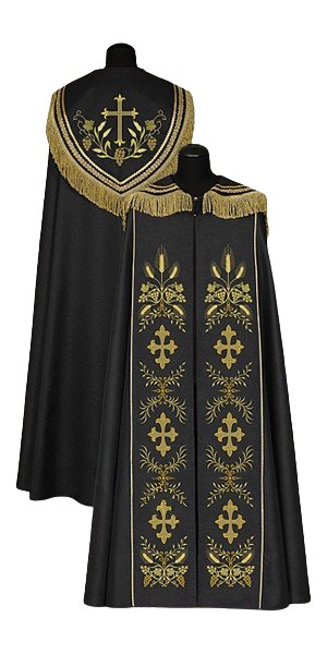Kapa czarna haftowana - KAPY LITURGICZNE - Nowość
