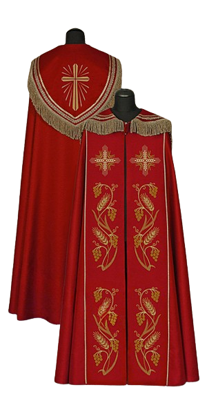 Kapa czerwona haftowana - KAPY LITURGICZNE