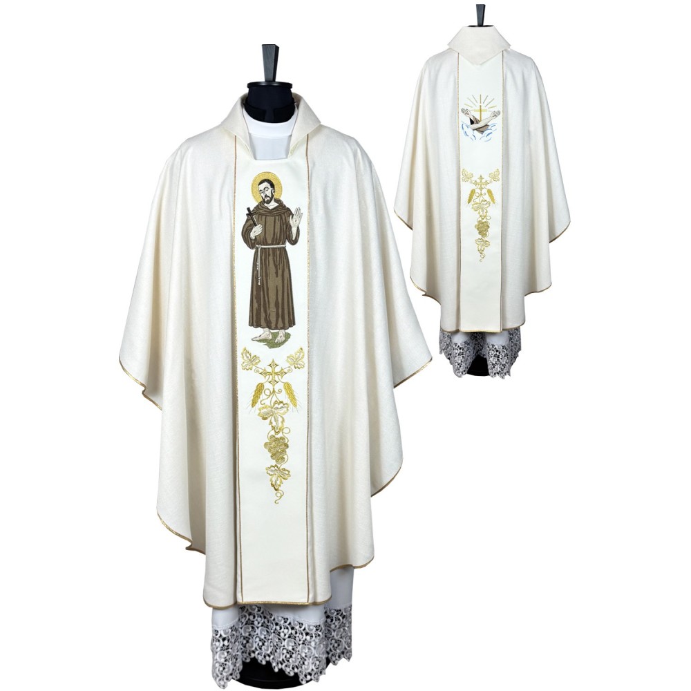 Ornat kapłański haftowany - Święty Franciszek - Ornaty z wizerunkiem świętych - zdjęcie 6