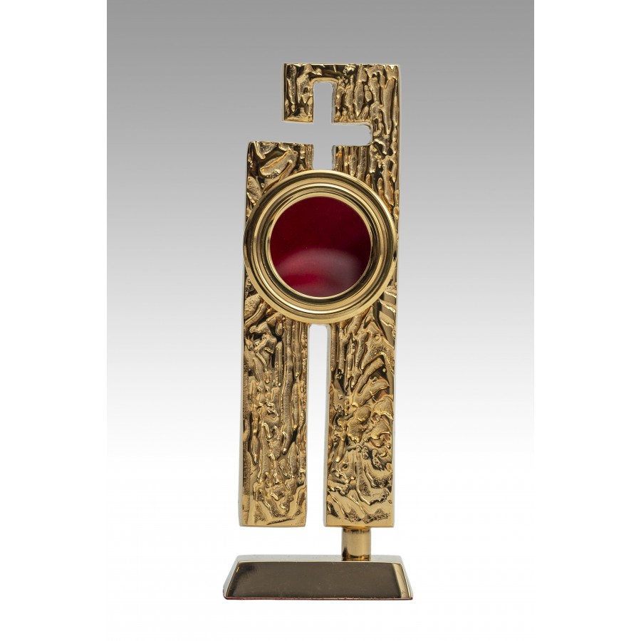 Relikwiarz mosiężny w kształcie krzyża - 19 cm - RELIKWIARZE
