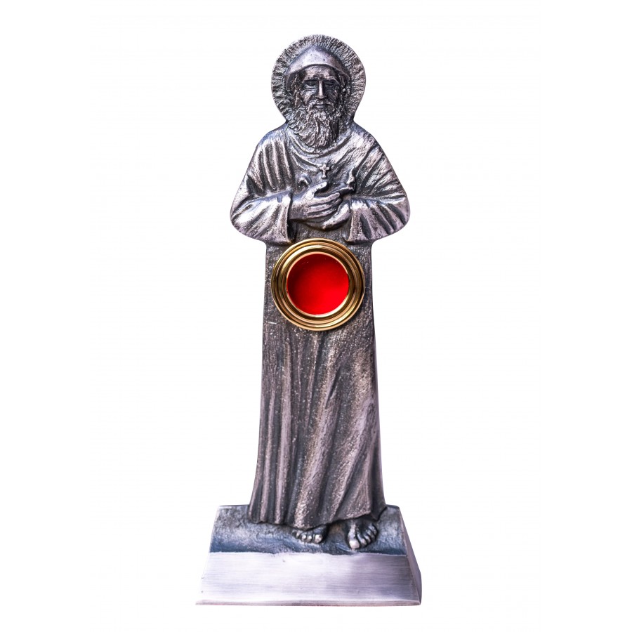 Złocony relikwiarz mosiężny 24 cm-  Postać św. Charbel - RELIKWIARZE