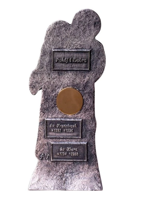 Złocony relikwiarz mosiężny 24 cm - Postać św. Franciszek i św. Klara - RELIKWIARZE - zdjęcie 2