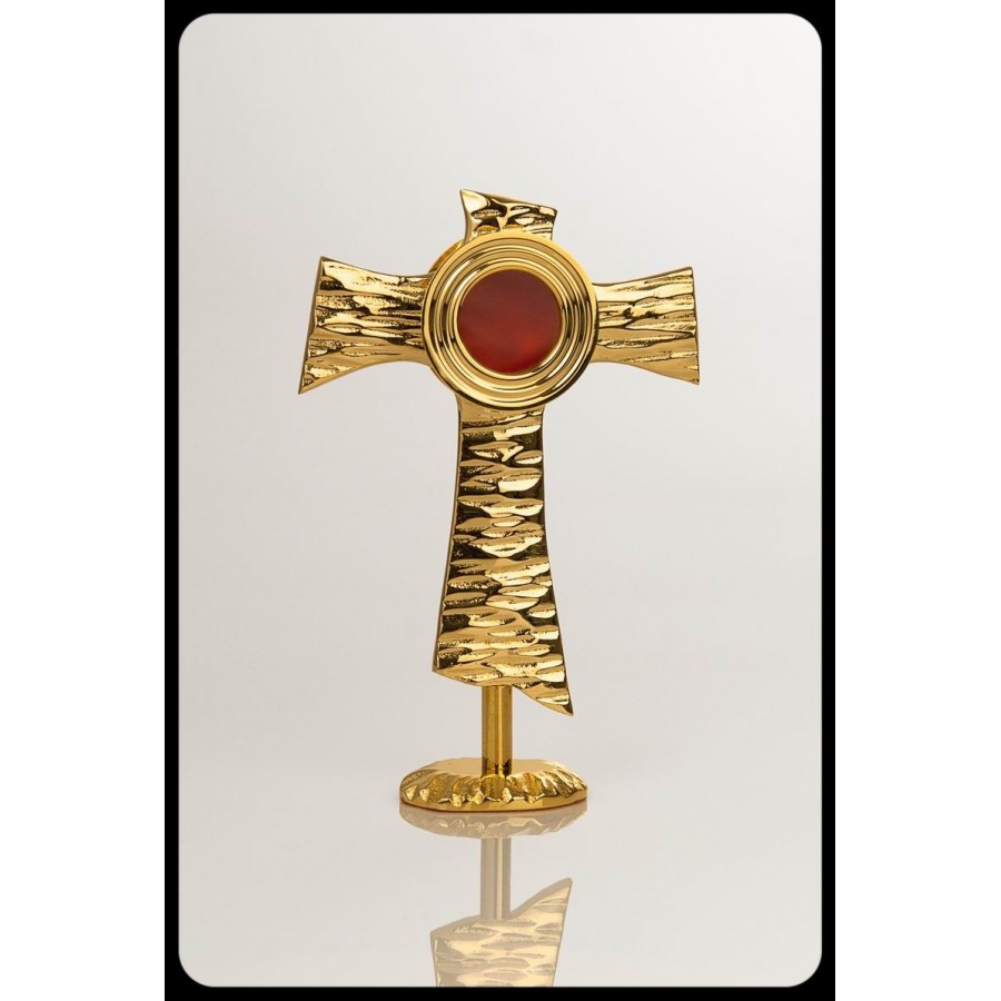 Relikwiarz mosiężny w kształcie franciszkańskiego symbolu. Dostępny w trzech kolorach - wys. 20 cm - RELIKWIARZE - zdjęcie 2