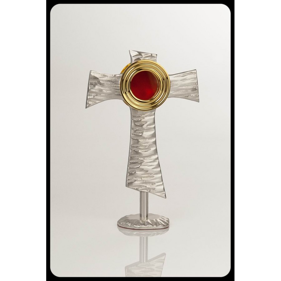 Relikwiarz mosiężny w kształcie franciszkańskiego symbolu. Dostępny w trzech kolorach - wys. 20 cm - RELIKWIARZE - zdjęcie 3
