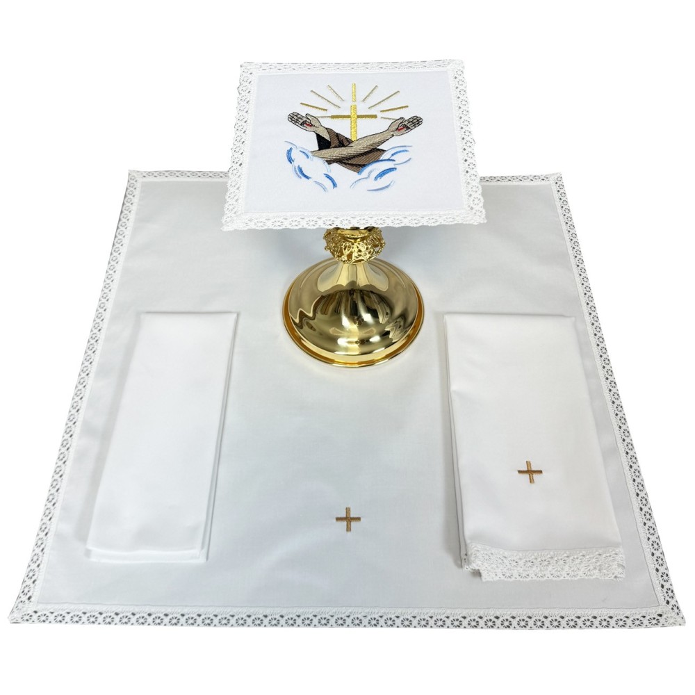 Komplet ornat haftowany, stuła, bielizna kielichowa, palka - Święty Franciszek - Ornaty z wizerunkiem świętych - zdjęcie 2