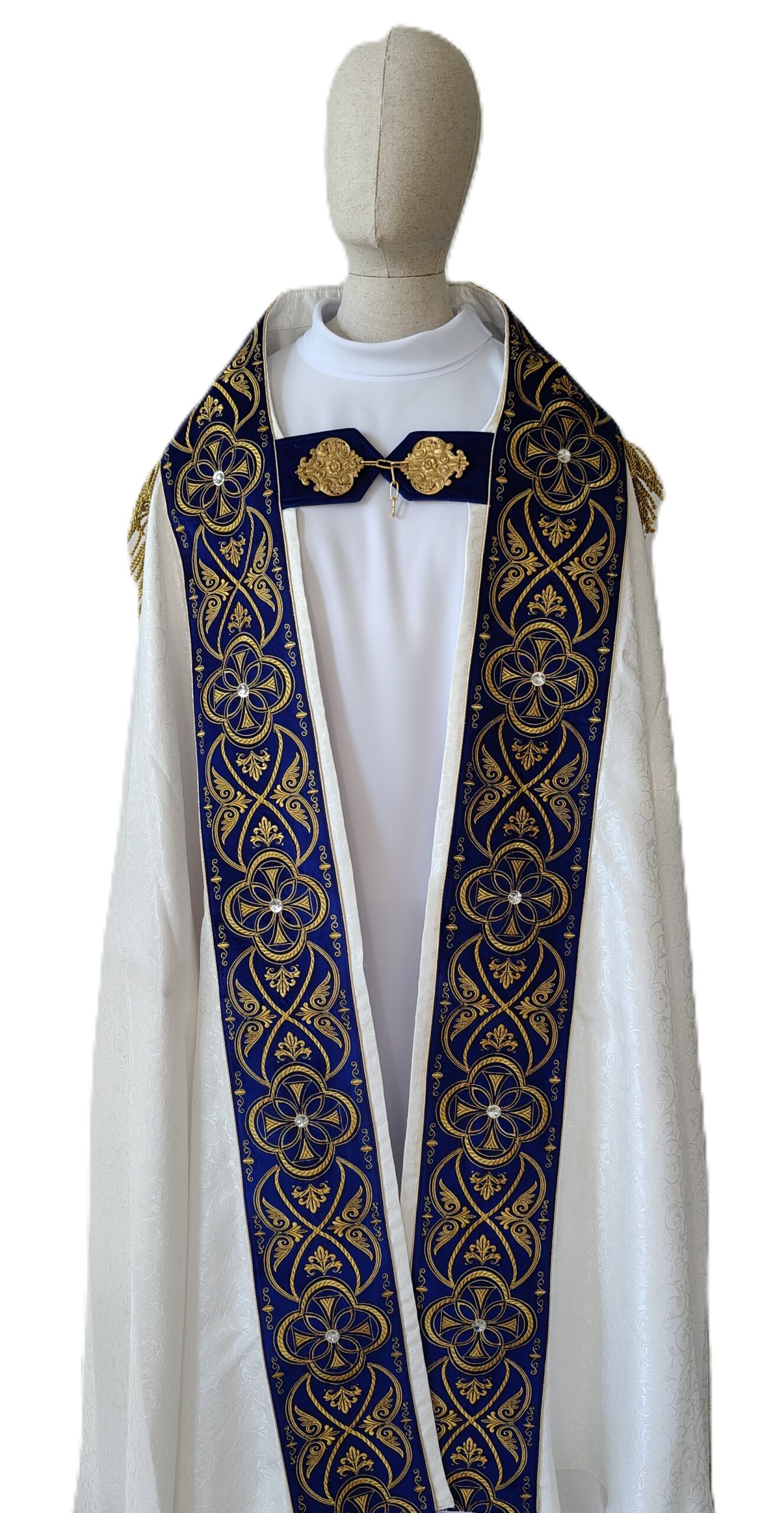 Kapa rzymska maryjna, haftowana, aksamitne pasy - KAPY LITURGICZNE - zdjęcie 4