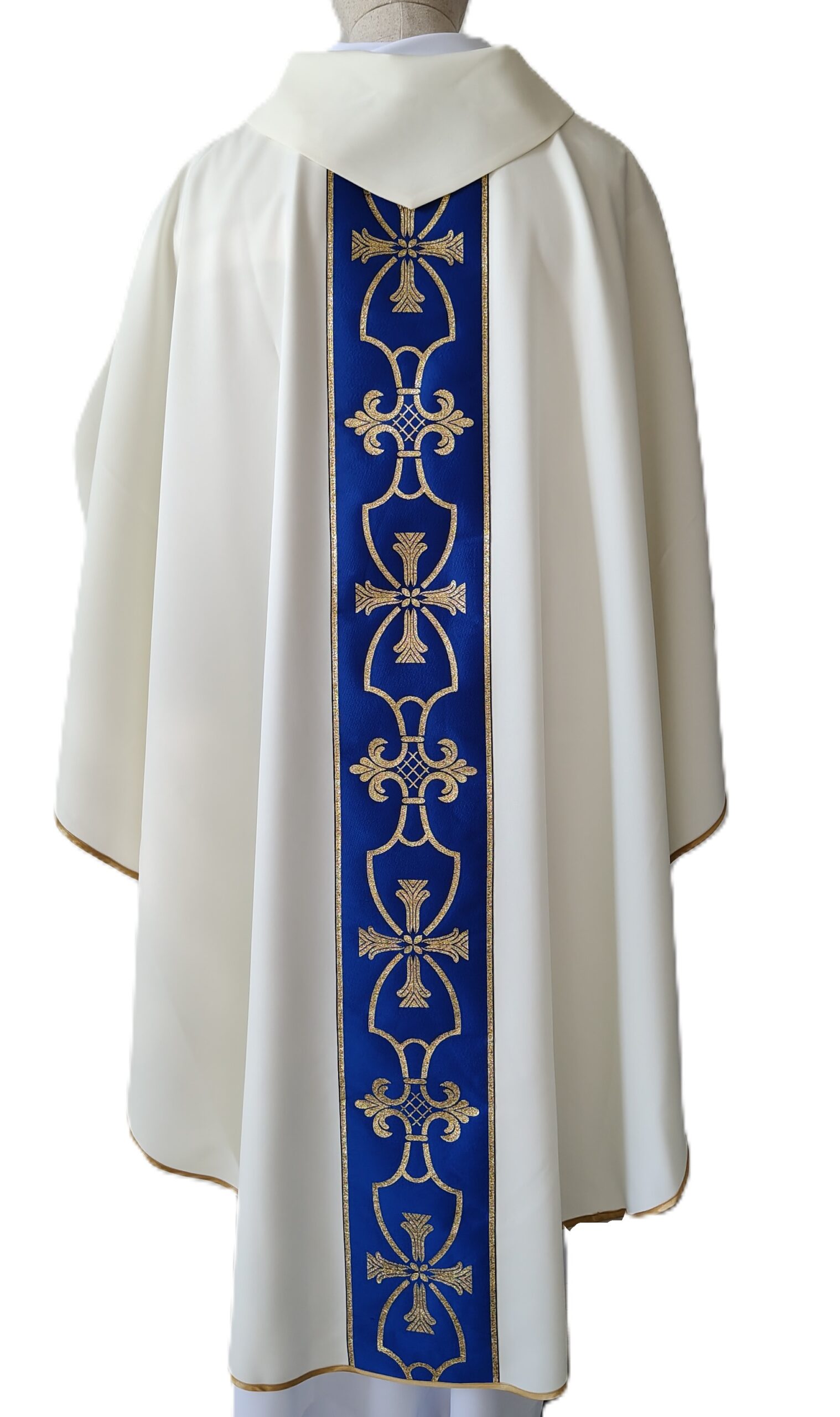 Ornat ecru Tau - pas maryjny, niebieski - Ornaty Maryjne - zdjęcie 2