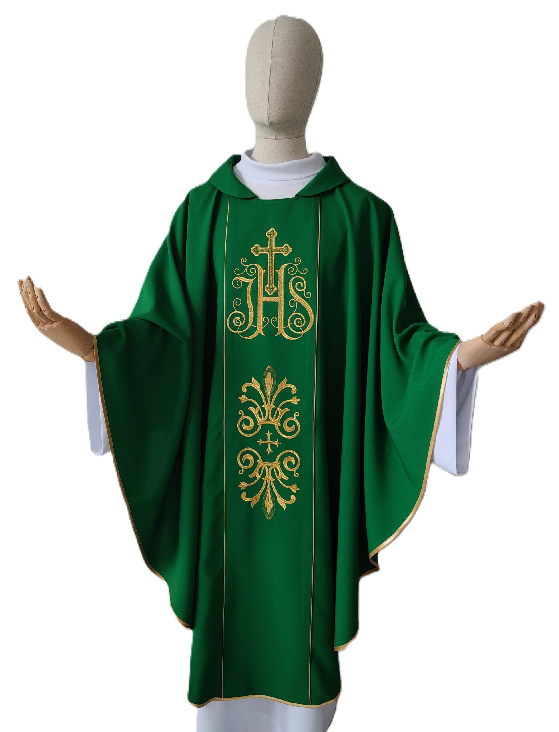 Ornat haftowany IHS - kolory liturgiczne - Ornaty zielone - zdjęcie 2