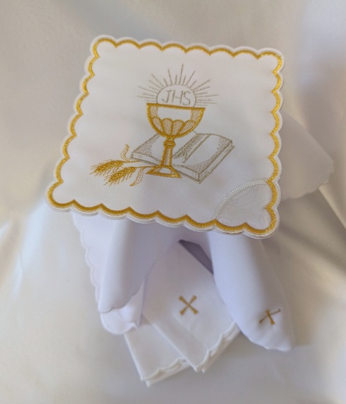 Bielizna kielichowa z motywem kielicha eucharystycznego – komplet 4 części - bawełna poliester - Nowość