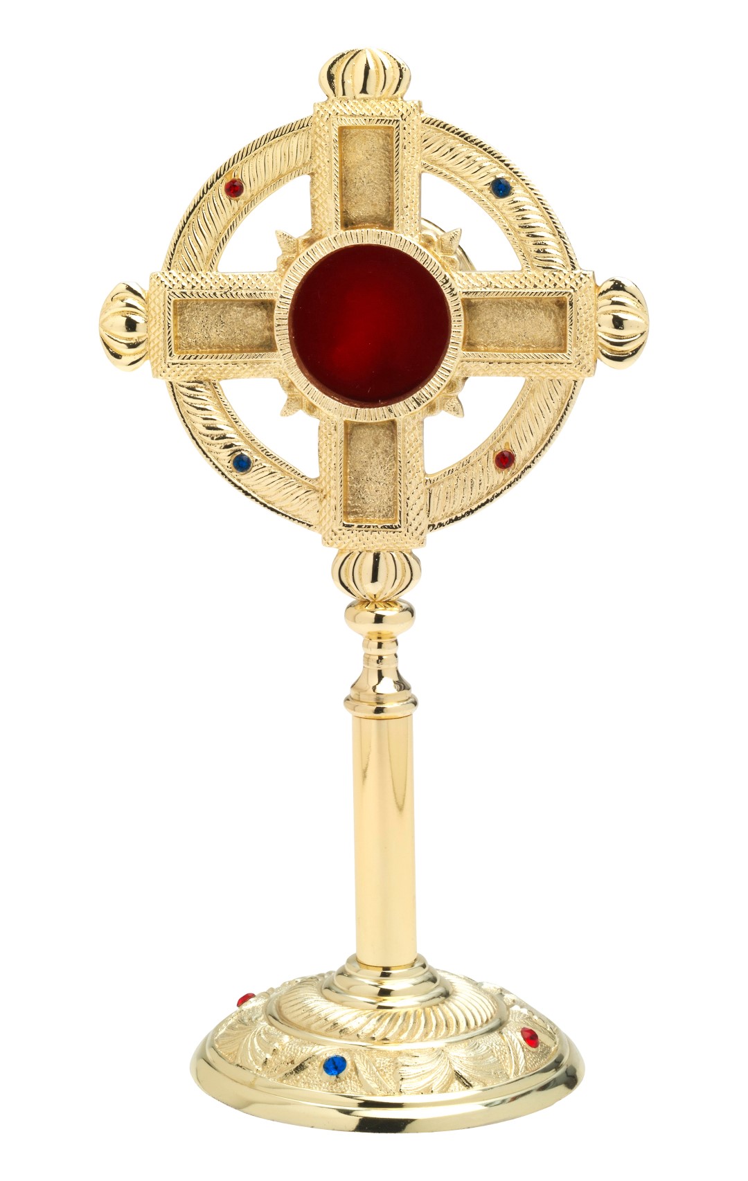 Relikwiarz z kamieniami szlachetnymi, pozłacany - 32 cm - RELIKWIARZE
