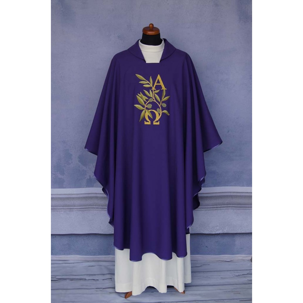 Ornat Alfa Omega+kłosy (kolory liturgiczne) - Ornaty haftowane - zdjęcie 6