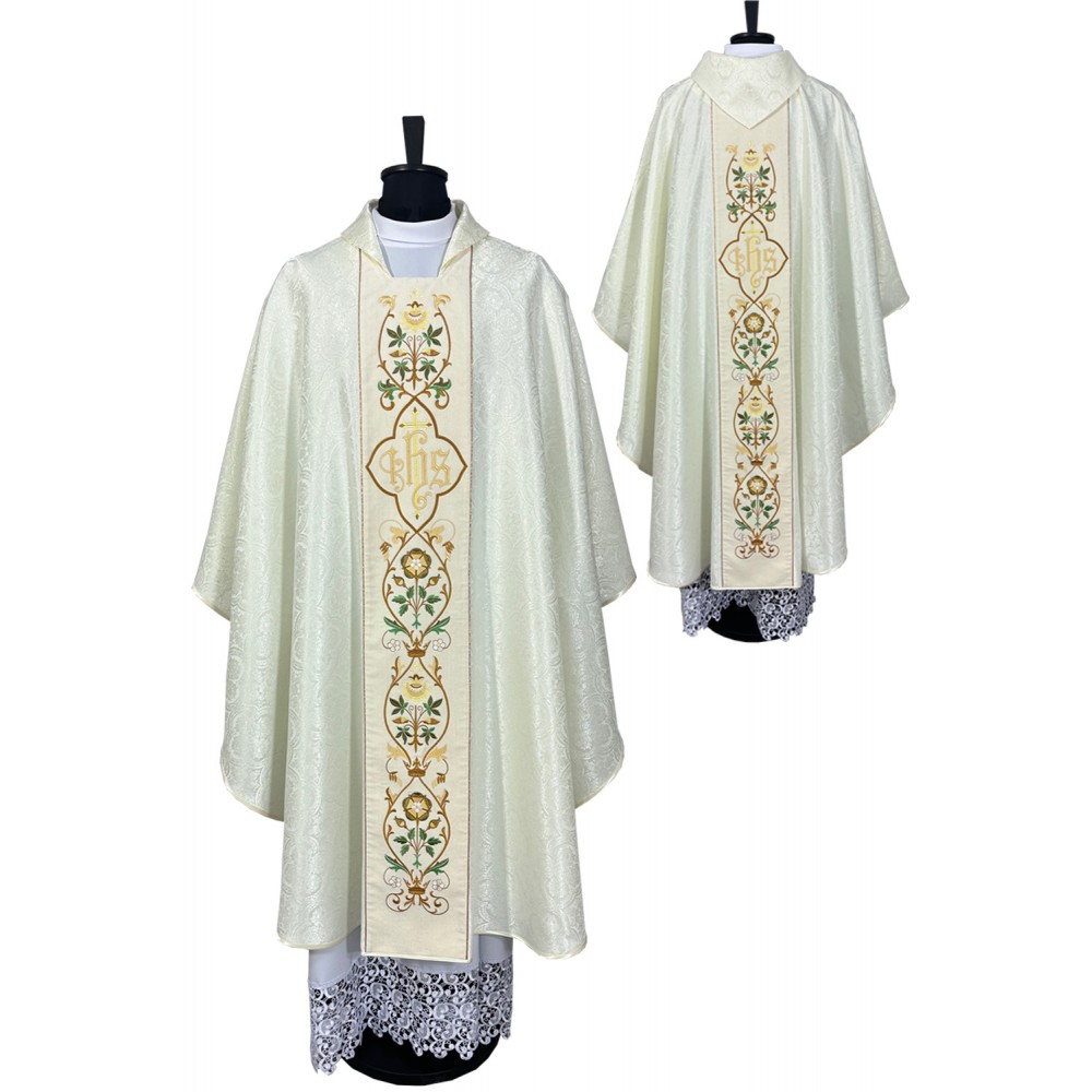 Ornat gotycki IHS żakard - kolory liturgiczne (16) - Ornaty haftowane - zdjęcie 9