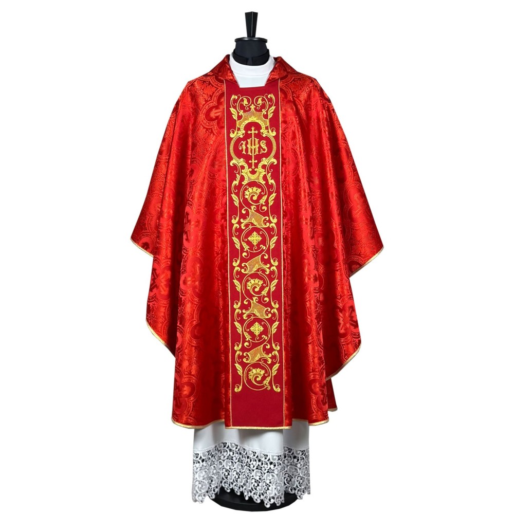 Ornat gotycki IHS  żorżeta - kolory liturgiczne (20) - Ornaty haftowane - zdjęcie 7