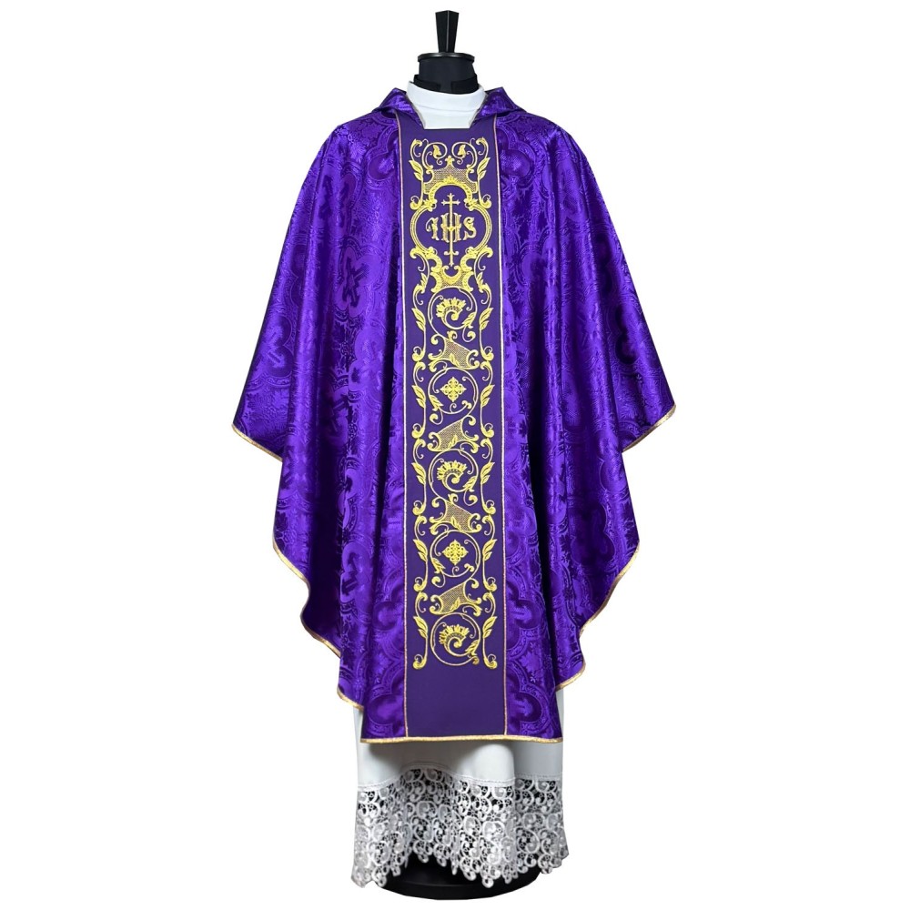 Ornat gotycki IHS  żorżeta - kolory liturgiczne (20) - Ornaty haftowane - zdjęcie 5