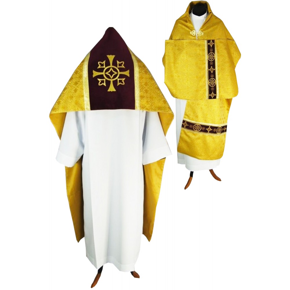 Welon liturgiczny aksamit - złoty krzyż (32) - WELONY
