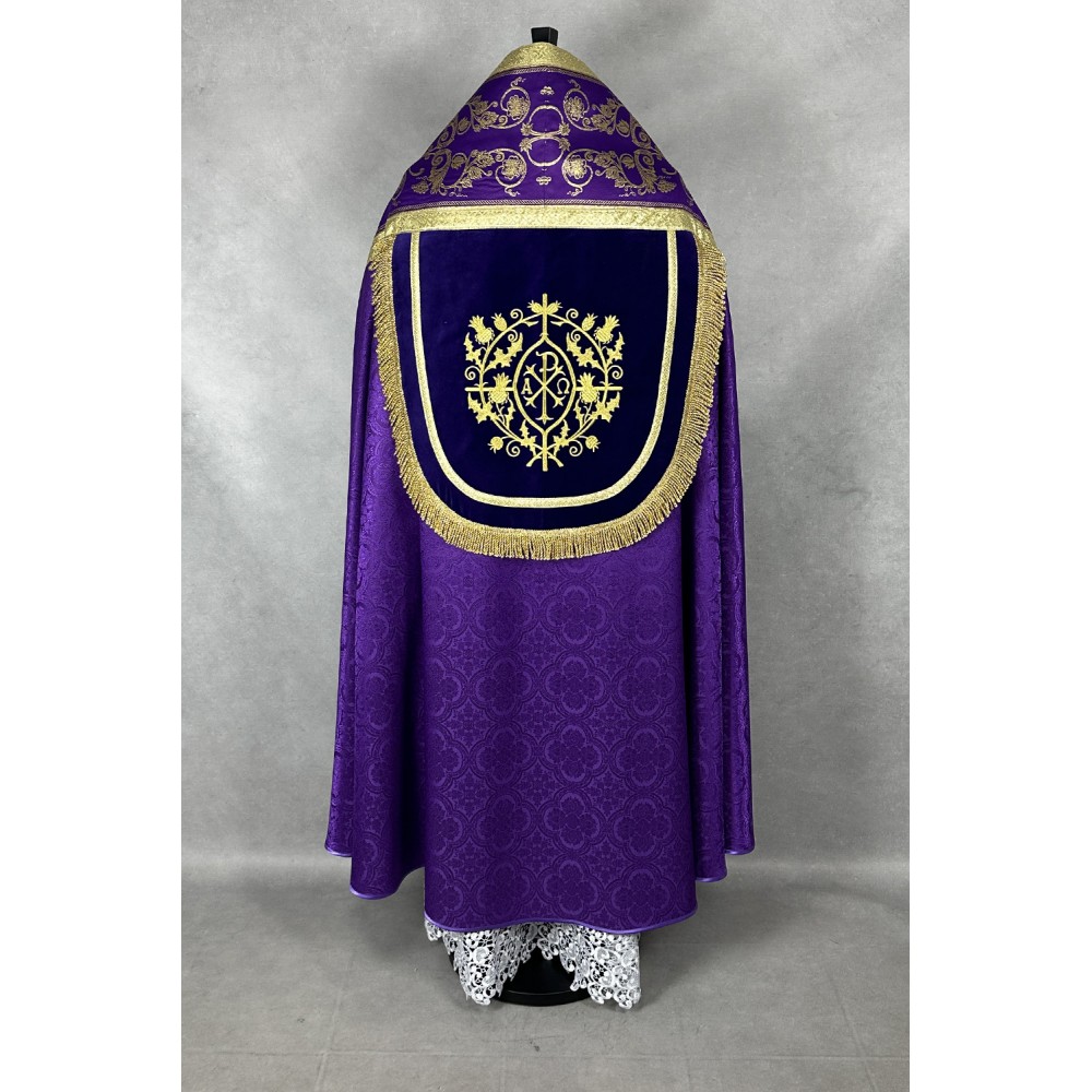 Kapa fioletowa wzór rzymski - tkanina żakard (9) - KAPY LITURGICZNE - zdjęcie 3