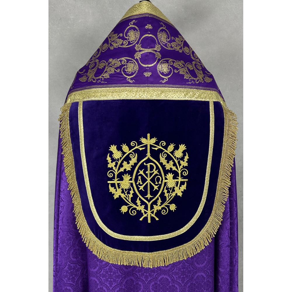 Kapa fioletowa wzór rzymski - tkanina żakard (9) - KAPY LITURGICZNE - zdjęcie 4