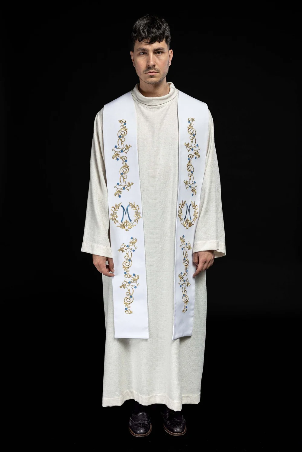 Stuła Maryjna haftowana - biała lub ecru (32) - EUCHARYSTYCZNE - zdjęcie 2